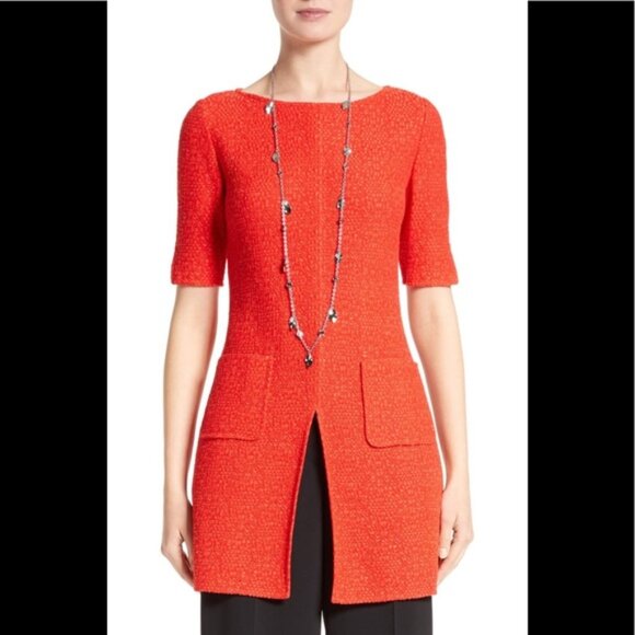 St. John Red Ratana Knit Tunic Size 12 - Picture 11 of 12